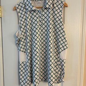 Lady Hagen Women's Plus Sleeveless Geometric Collar Golf Top Shirt Sz XXL